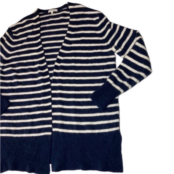 Madewell Navy White Stripe Wool Alpaca Blend Cardigan Medium - Picture 3 of 6